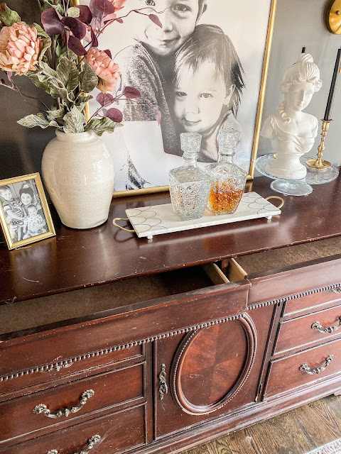 Vintage sideboard buffet in dining room