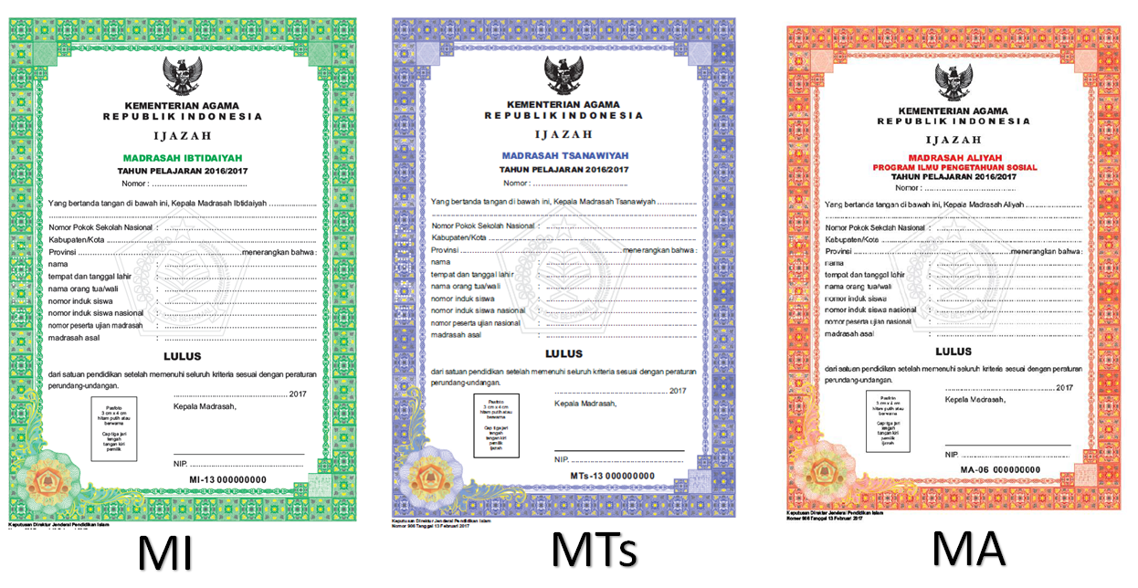 MTs. AMIN DARUSSALAM Juknis Penulisan Ijazah KEMENAG 2017