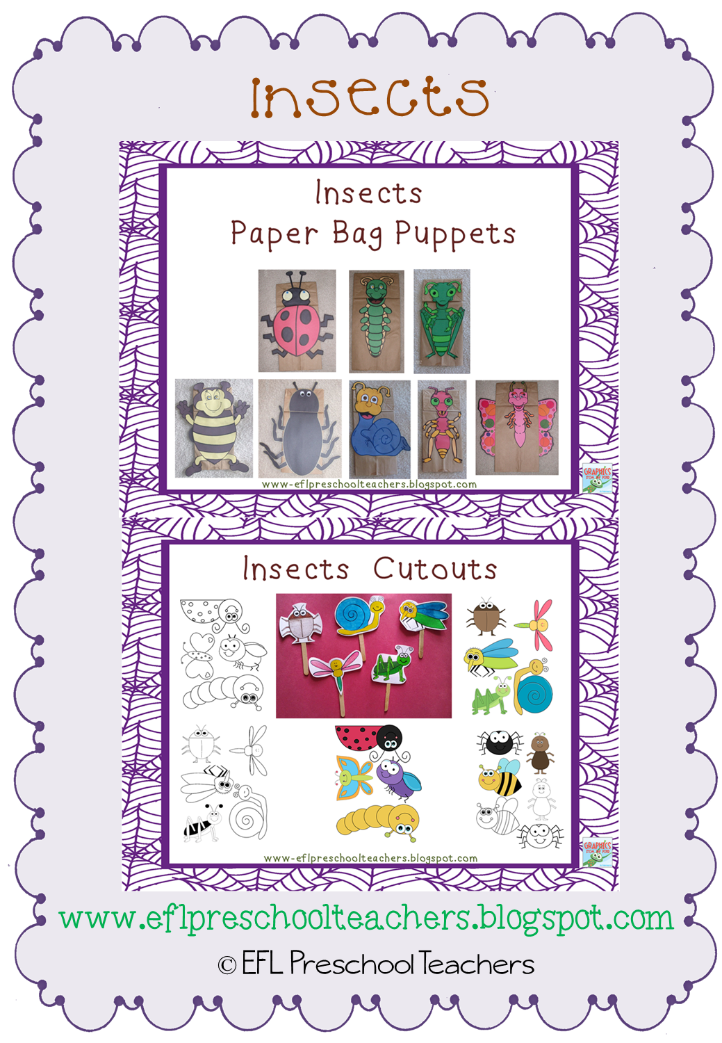 ESL/EFL Preschool Teachers Insects Worksheets and more for Preschool ELA
