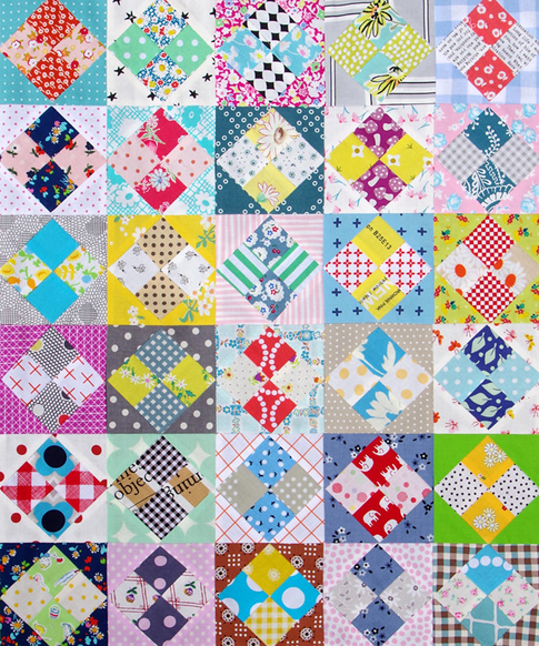 Four Patch in a Square Scrap Quilt © Red Pepper Quilts 2020