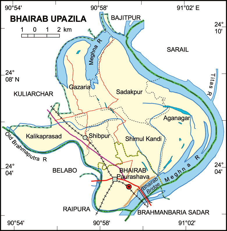 Bhairab Upazila Map Kishoreganj District Bangladesh