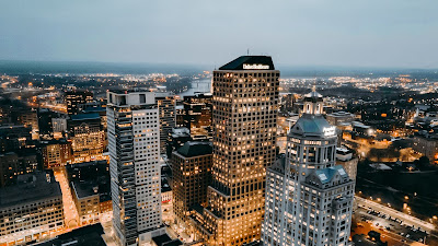 Skyscrapers, City, Aerial View, Buildings, Architecture