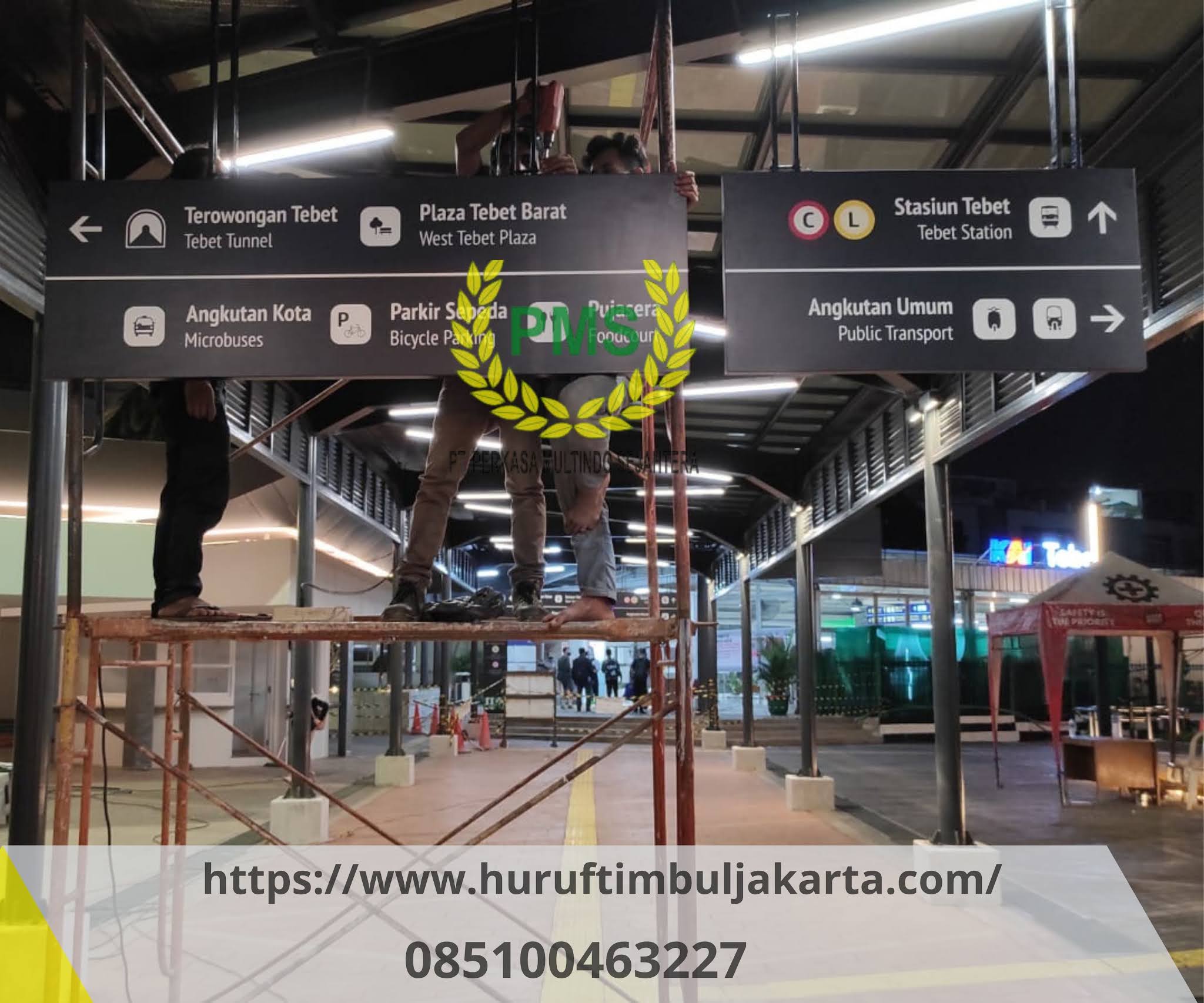 Huruf timbul Jakarta, pembuatan Signage Petunjuk arah Stasiun Tebet