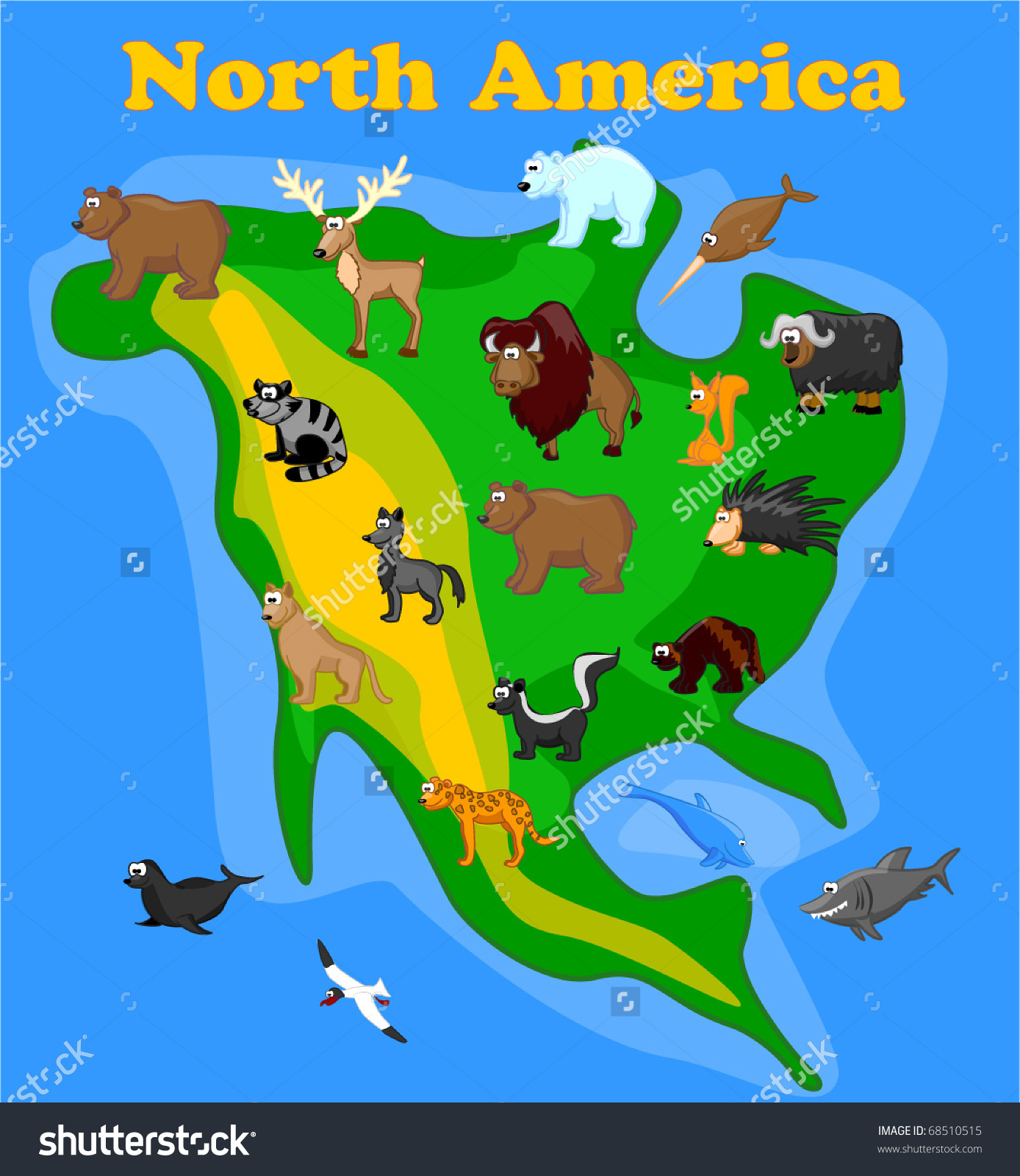 Животный мир материка северная америка. Карта Северной Америки с животными. Южная и Северная Америка на карте с животными. Животные Северной Америки. Животные Северной Америки для детей.