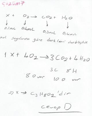 9.Sınıf Kimya Temel kanunlar çözümlü soru lazım