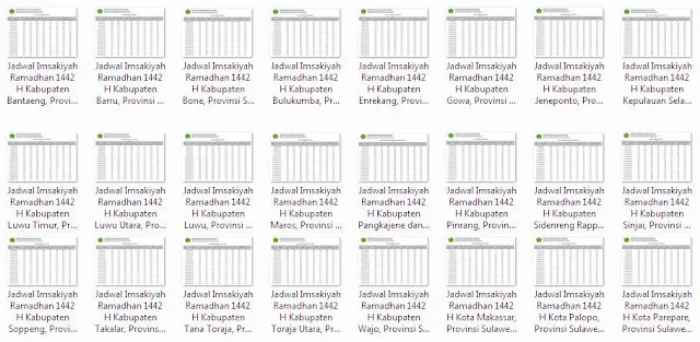 Kumpulan Jadwal Imsakiyah Ramadhan 1442 H Kabupaten/Kota, Provinsi Sulawesi Selatan