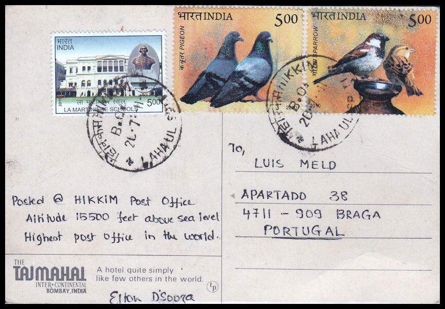 Sent & Received INDIA Postcard from MargaoGoa, India to Braga