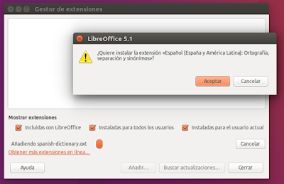 Gestor de extensiones de LibreOffice