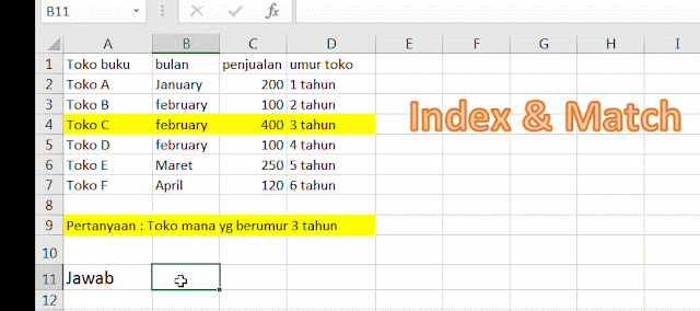 Rumus Excel Index dan Match