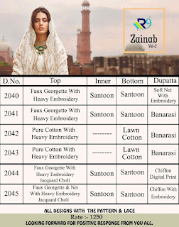 R9 Designer Zainab vol 2 Satin Cotton Pakistani Suits In Wholesale