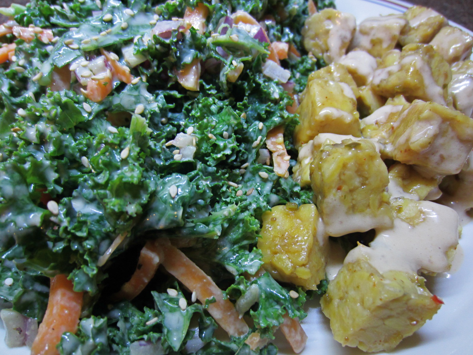 Trobairitz' Table d'hote Simple Kale Salad with Peanut Vinaigrette