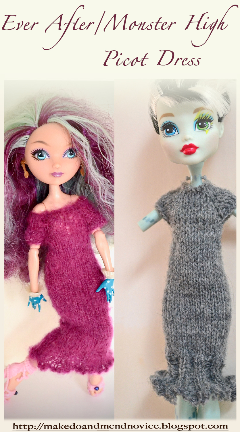 Knitting Novice Free Pattern Picot Dress for Monster High Doll