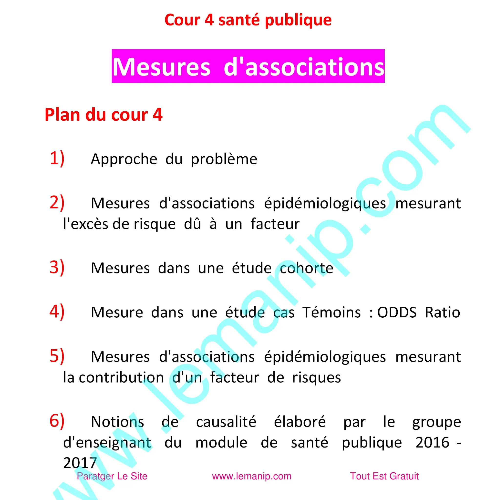 Plan du cour 4