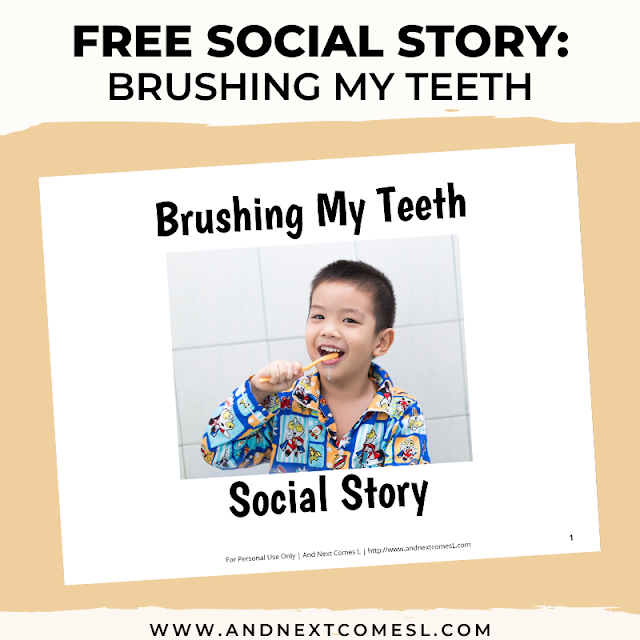 Free printable social story for kids with autism about brushing teeth