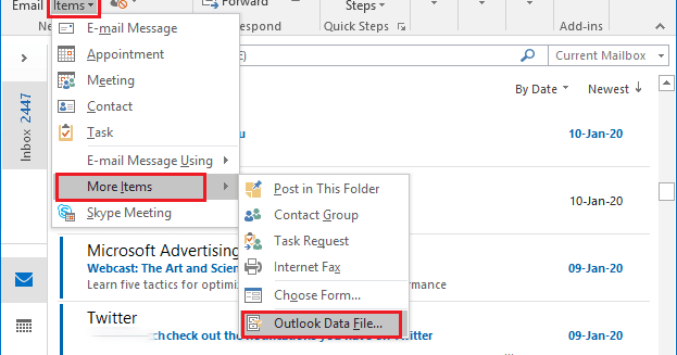 How to Join PST Files in Outlook 2019