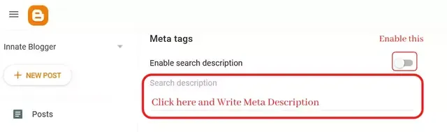 Add Meta Description - Blogger Advance SEO Setup