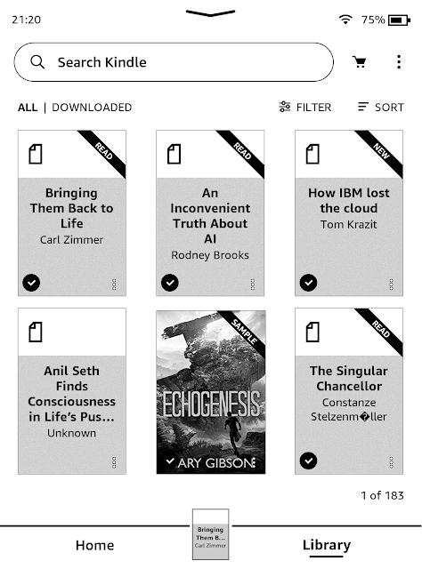 A screenshot of the Kindle Library