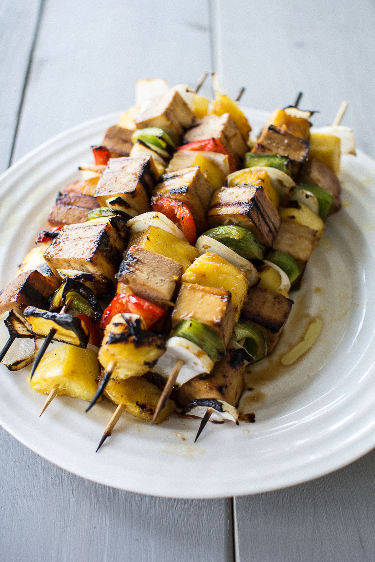 Flourishing Foodie Grilled Orange Teriyaki Tofu Skewers with Aromatic