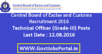 Central Board of Excise and Customs Recruitment 2016 