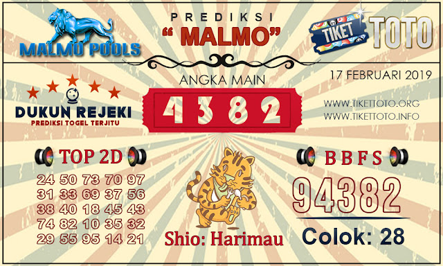 Prediksi Togel MALMO TIKETTOTO 17 FEBRUARI 2019