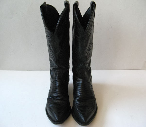 TONY LAMA BLACK LIZARD LEATHER COWBOY BOOTS WOMENS SIZE 6