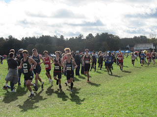 part of the pack in the boys varsity race at the Hockomock League Championships