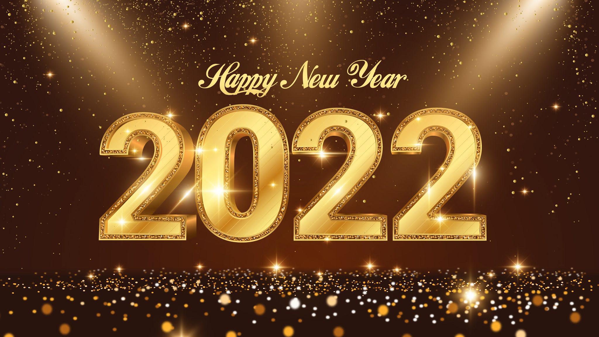 2022 Golden New Year HD Wallpaper