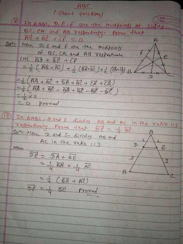 Class 10 Optional Math Vector(all proofs) & Important questions ...