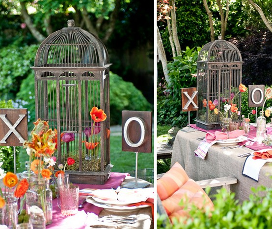 To create garden centerpieces you can use floral arrangements or take it a