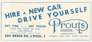 Prouts car hire advert from 1937