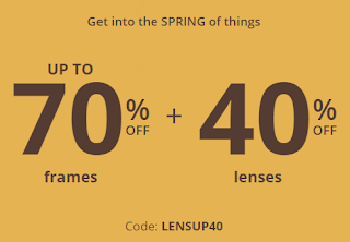 Clearance Coupon Code Coastal Banner image Text Reads  Get into the Spring of things  40% off all lens Upgrades Up to 70% off all frames + 40% off lenses Coupon code LENSUP40