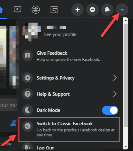 Switch to classic Facebook