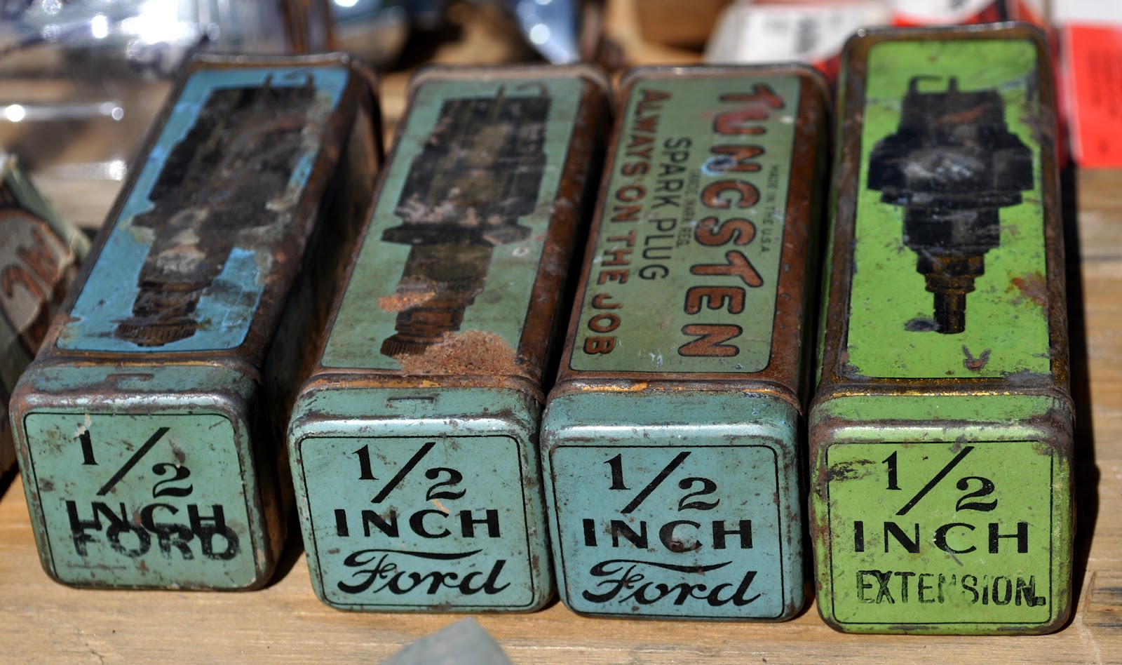Just A Car Guy very cool and extremely rare tungsten spark plugs still in the tin cans, and