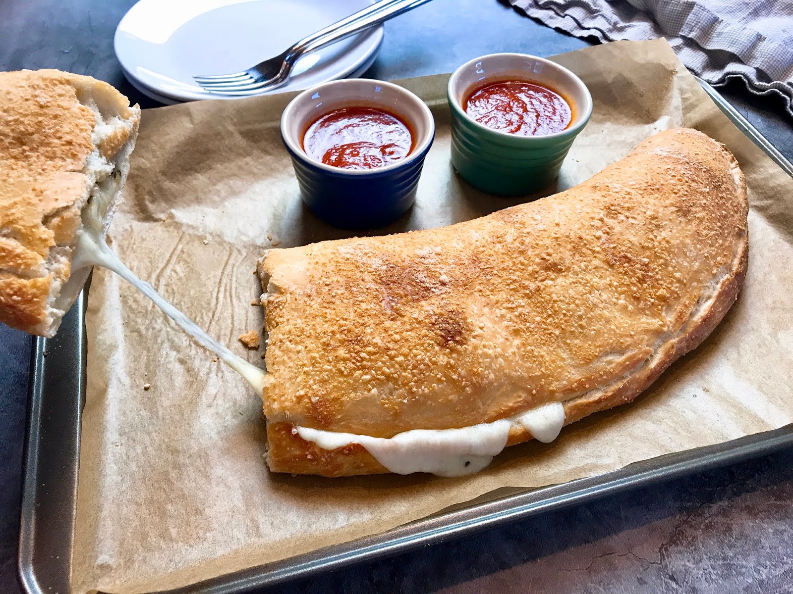 Cheese Calzone with Marinara (5 ingredients!)