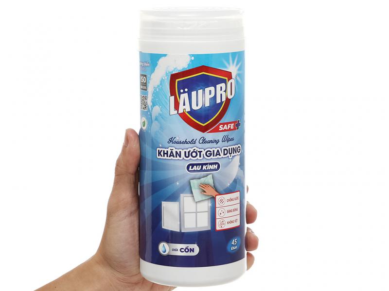 Khăn Ướt Gia Dụng Laupro – Lau Kính – Hộp Nhỏ (45 Khăn)