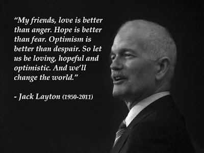 Citation, Jack Layton, photo noir et blanc, lettres blanches