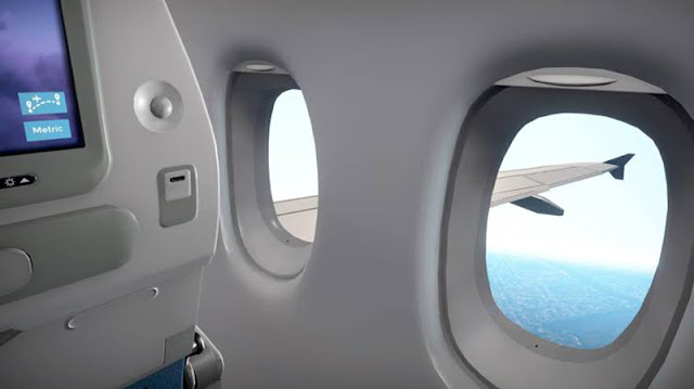 Paisagem do interior do avião Paisagem do interior do avião