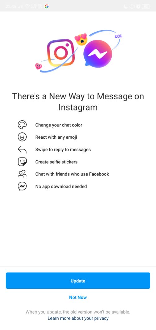 Cross app messaging Instagram