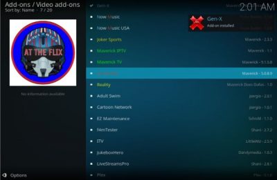 Instalar el complemento Gen-X Kodi