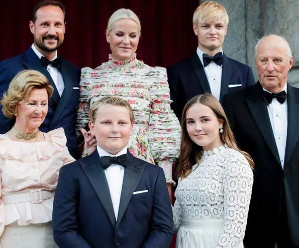 Princess Mette-Marit wore Zimmermann gown. Princess Ingrid Alexandra and Kate Middleton wore Self-Portrait dress