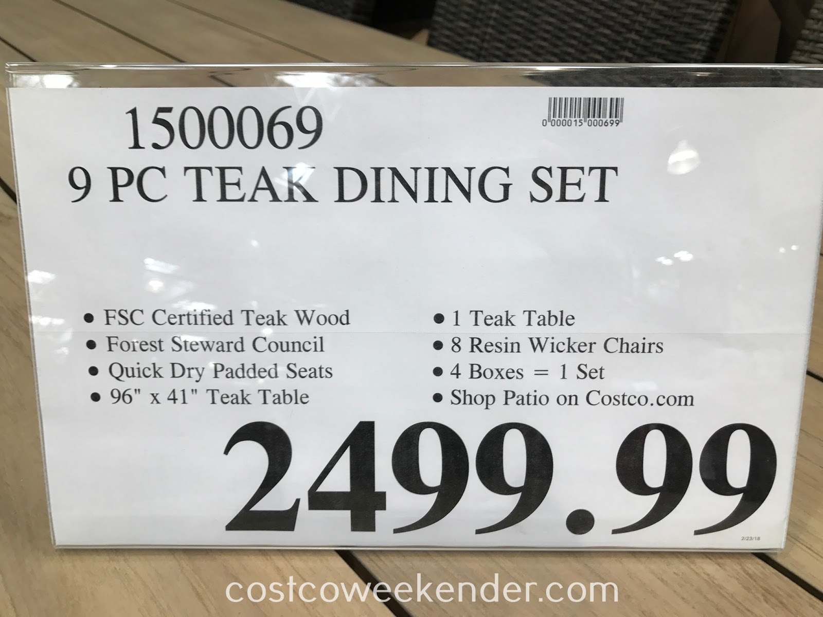 9piece Teak Dining Set Costco Weekender