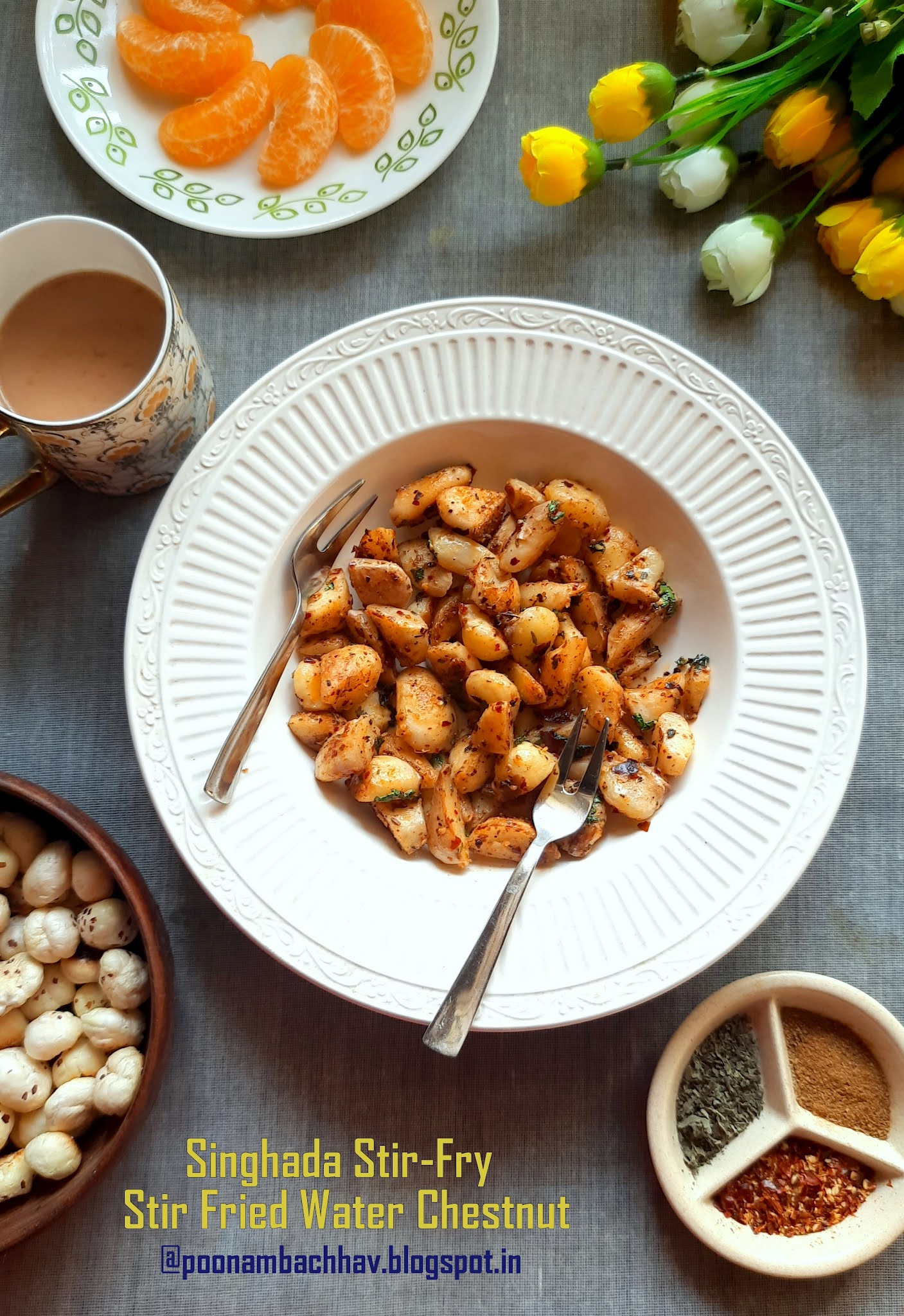 Annapurna Singhada StirFry / Stirfried Water Chestnut Recipe