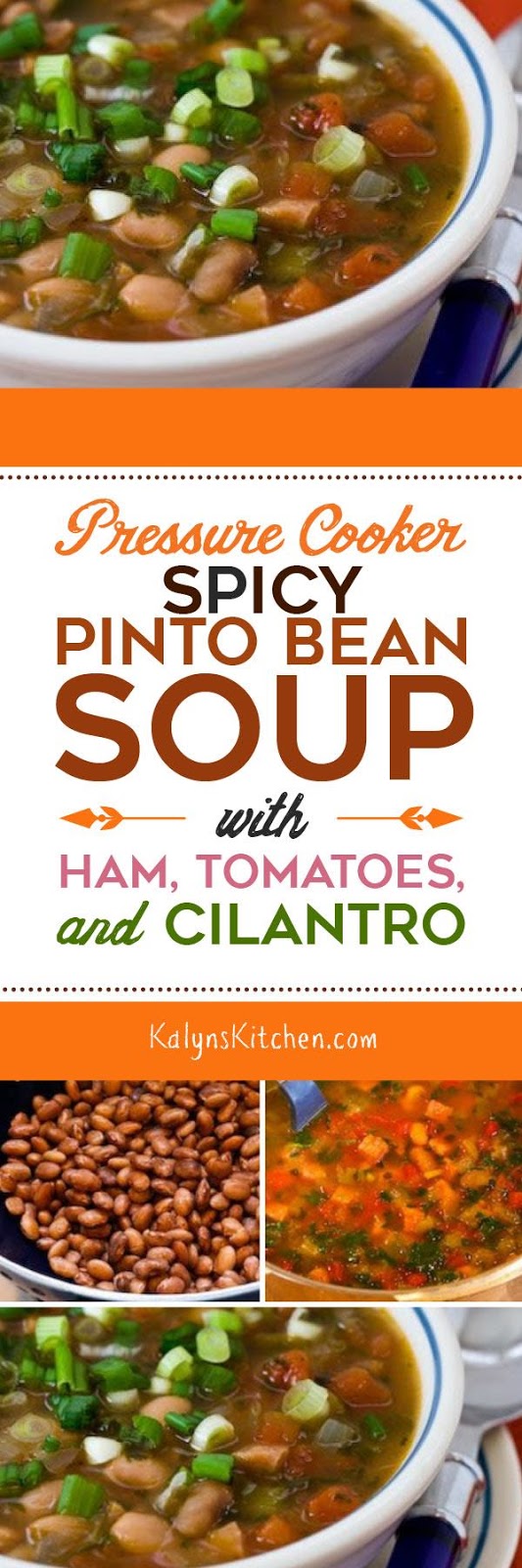 Pressure Cooker (or Stovetop) Spicy Pinto Bean Soup with Ham, Tomatoes