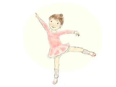 Illustration von einem tanzenden jungen Mädchen. Es trägt ein rosa Ballet Trikot .