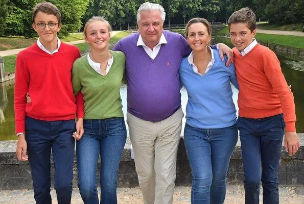 Prince Laurent, Princess Claire and their children Princess Louise, Prince Aymeric and Prince Nicolas