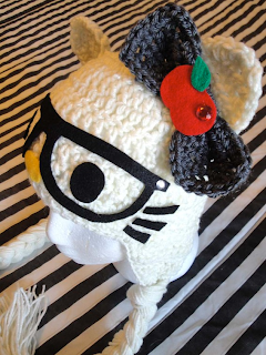 Hello Kitty nerd crochet hat with ears