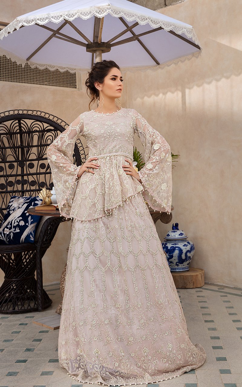 Thread and Motifs Formal Collection 2019 Net Embroidered Dress Design Code 5976