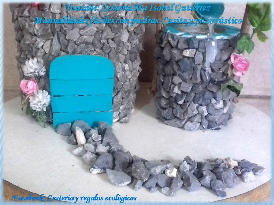 Manualidades fáciles y hermosas con piedras. Casita y pozo de agua