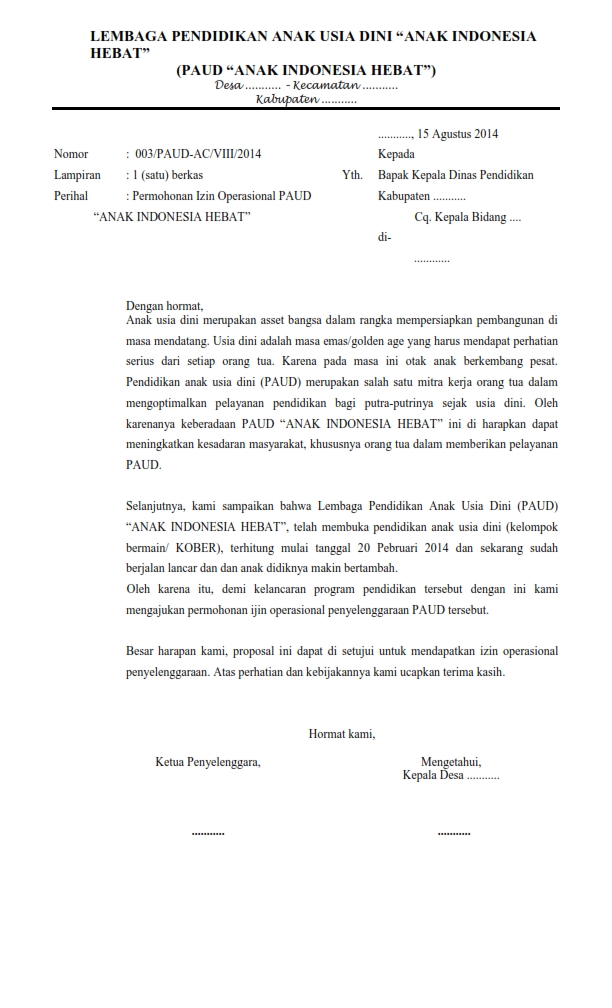 Contoh Proposal Ijin Operasional Paud 2018 Contoh Proposal Ijin Operasional Paud 2018