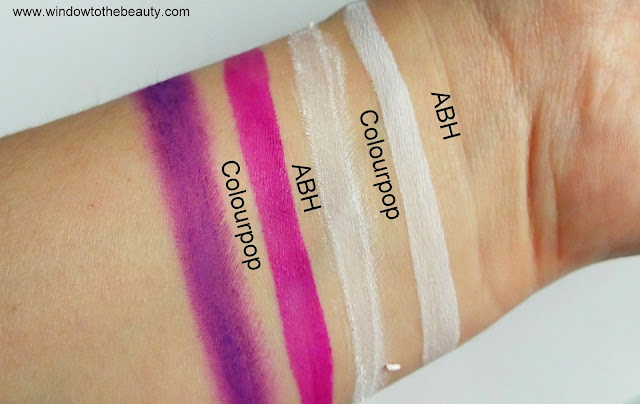 Colourpop Crème Gel Eyeiner Vs Anastasia Beverly Hills Norvina Electric Cake Liners swatches